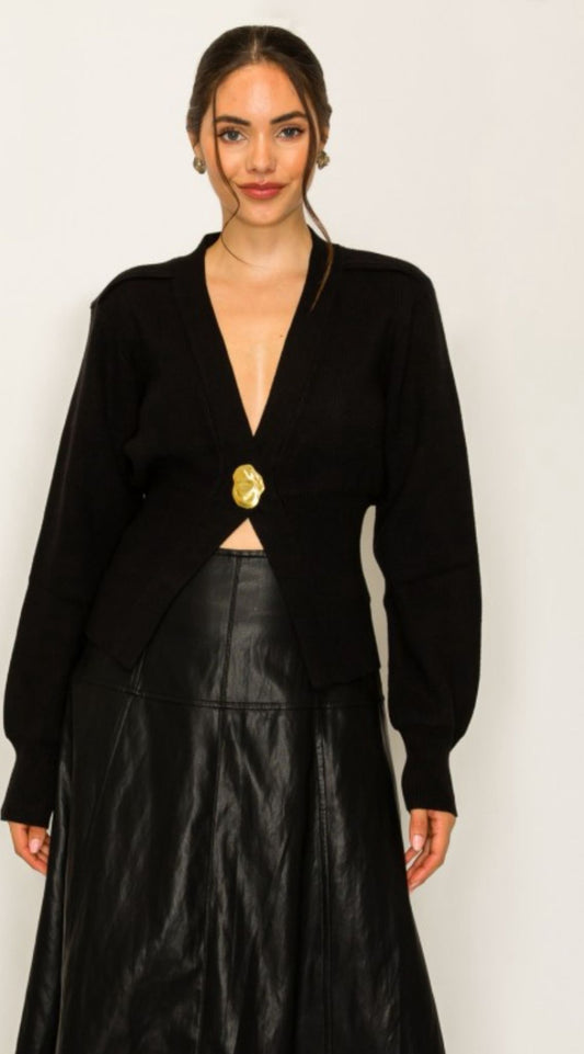 Black button cardigan