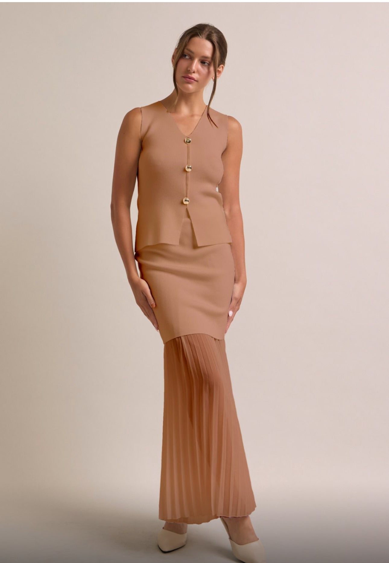 Beige Skirt Set