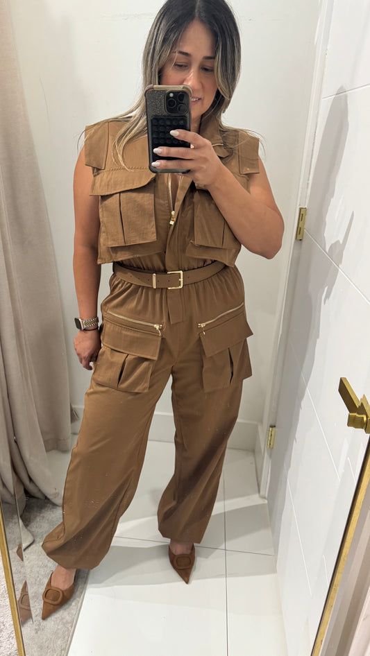 beautiful camel-colored jumpsuit