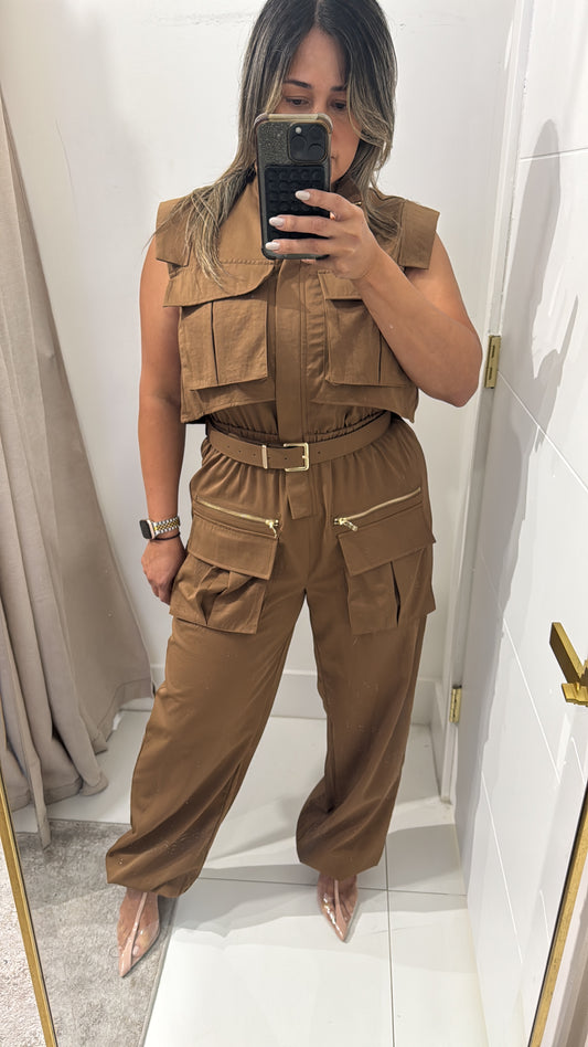 beautiful camel-colored jumpsuit