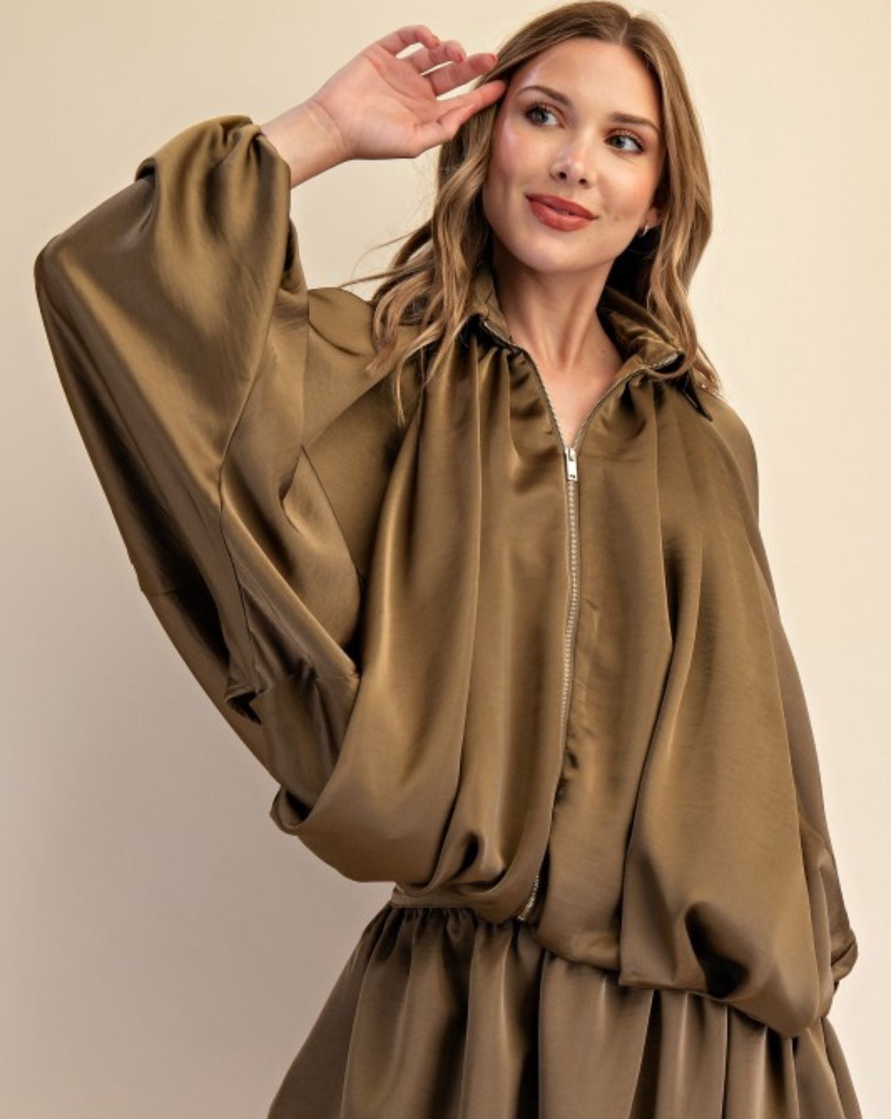 silk jacket-style blouse